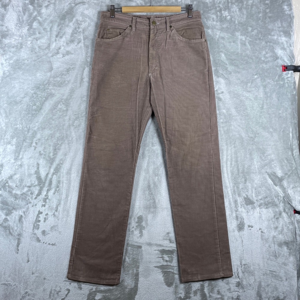 Vintage 80s Lee Riders Pants Mens 33x32 Brown Corduroy Straight Leg Made in USA